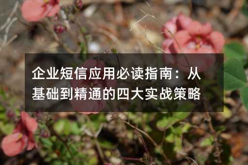 企業(yè)短信應(yīng)用必讀指南:從基礎(chǔ)到精通的四大實戰(zhàn)策略