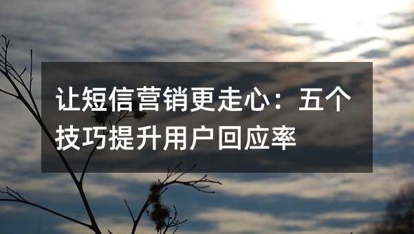 讓短信營銷更走心:五個技巧提升用戶回應(yīng)率