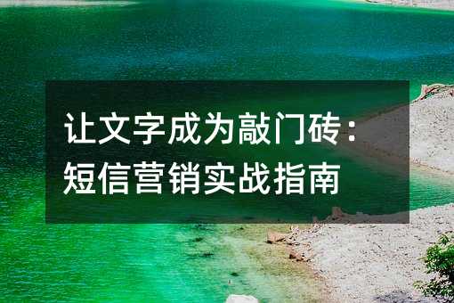 讓文字成為敲門磚:短信營(yíng)銷實(shí)戰(zhàn)指南