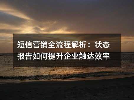 短信營銷全流程解析:狀態(tài)報告如何提升企業(yè)觸達效率