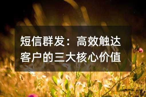 短信群發(fā):高效觸達(dá)客戶的三大核心價(jià)值