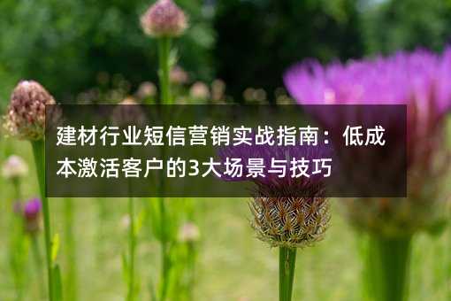 建材行業(yè)短信營(yíng)銷(xiāo)實(shí)戰(zhàn)指南:低成本激活客戶(hù)的3大場(chǎng)景與技巧