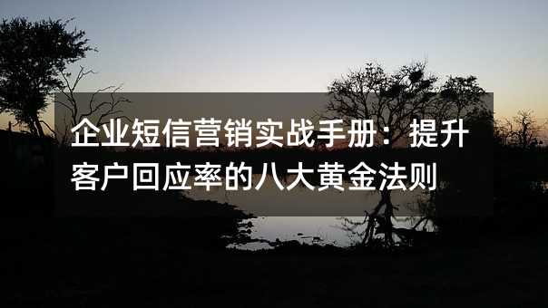 企業(yè)短信營銷實戰(zhàn)手冊:提升客戶回應(yīng)率的八大黃金法則