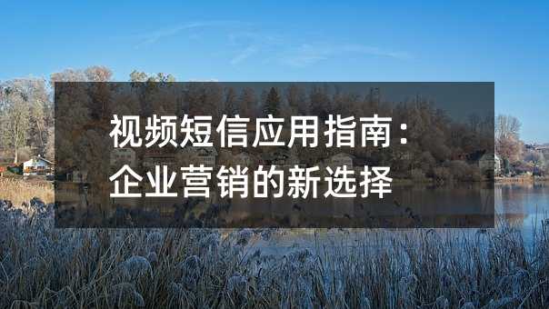 視頻短信應(yīng)用指南:企業(yè)營銷的新選擇