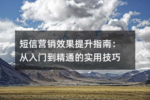 短信營銷效果提升指南:從入門到精通的實用技巧