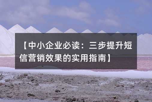【中小企業(yè)必讀:三步提升短信營(yíng)銷效果的實(shí)用指南】